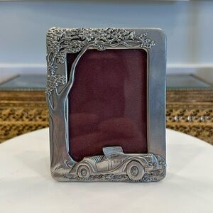 Vintage Classic Car / Tree Small Pewter Picture Frame - Seagull Pewter - EUC